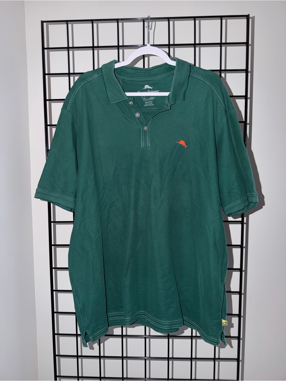 Tommy Bahama Green Polo with Orange Fish Logo